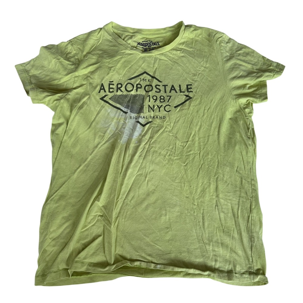 AEROPOSTALE MENS SHORT SLEEVES T-SHIRT GREEN COTTON SIZE XL